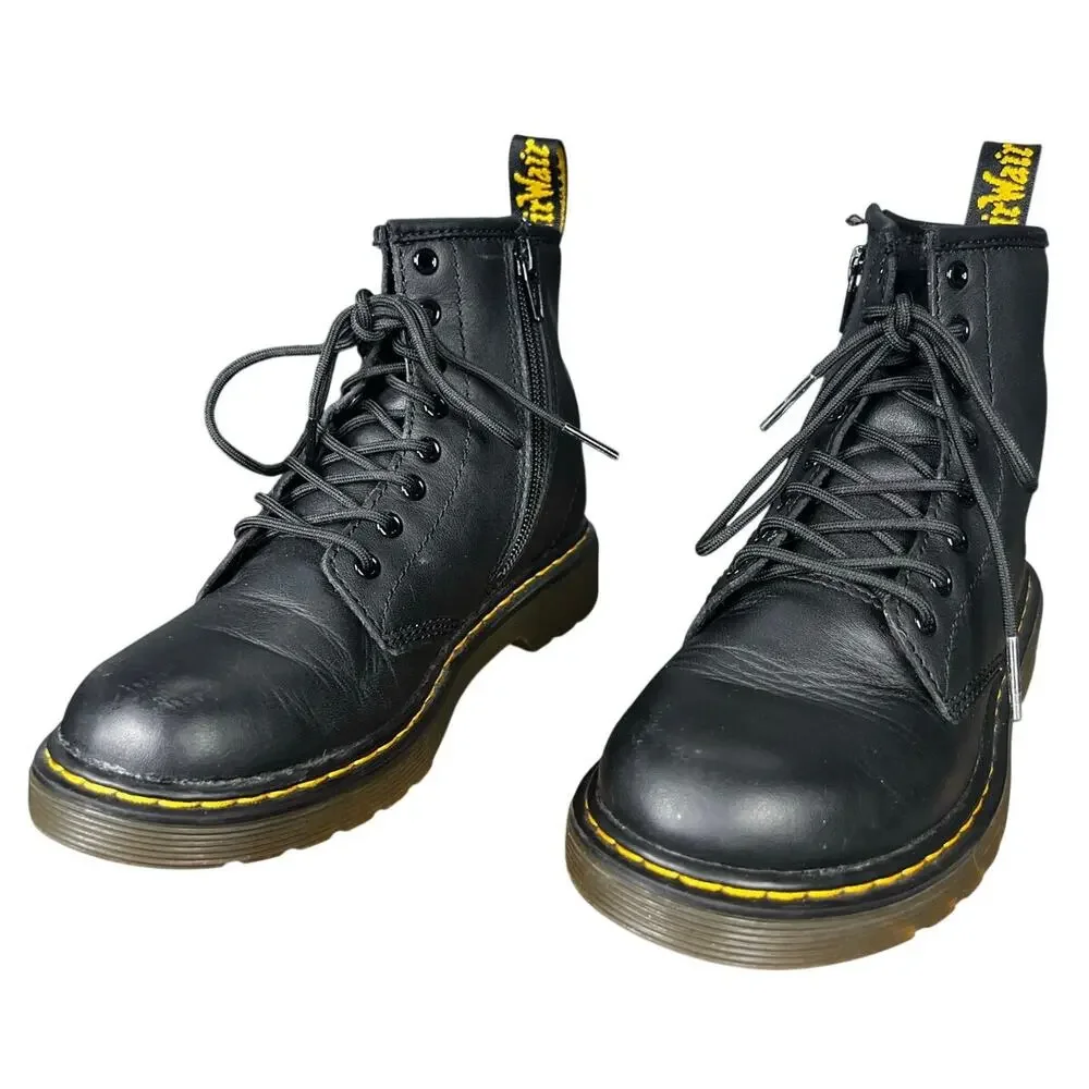 Dr. Martens Kids 1460 J Black Leather Lace Up Combat Boot Size US 2